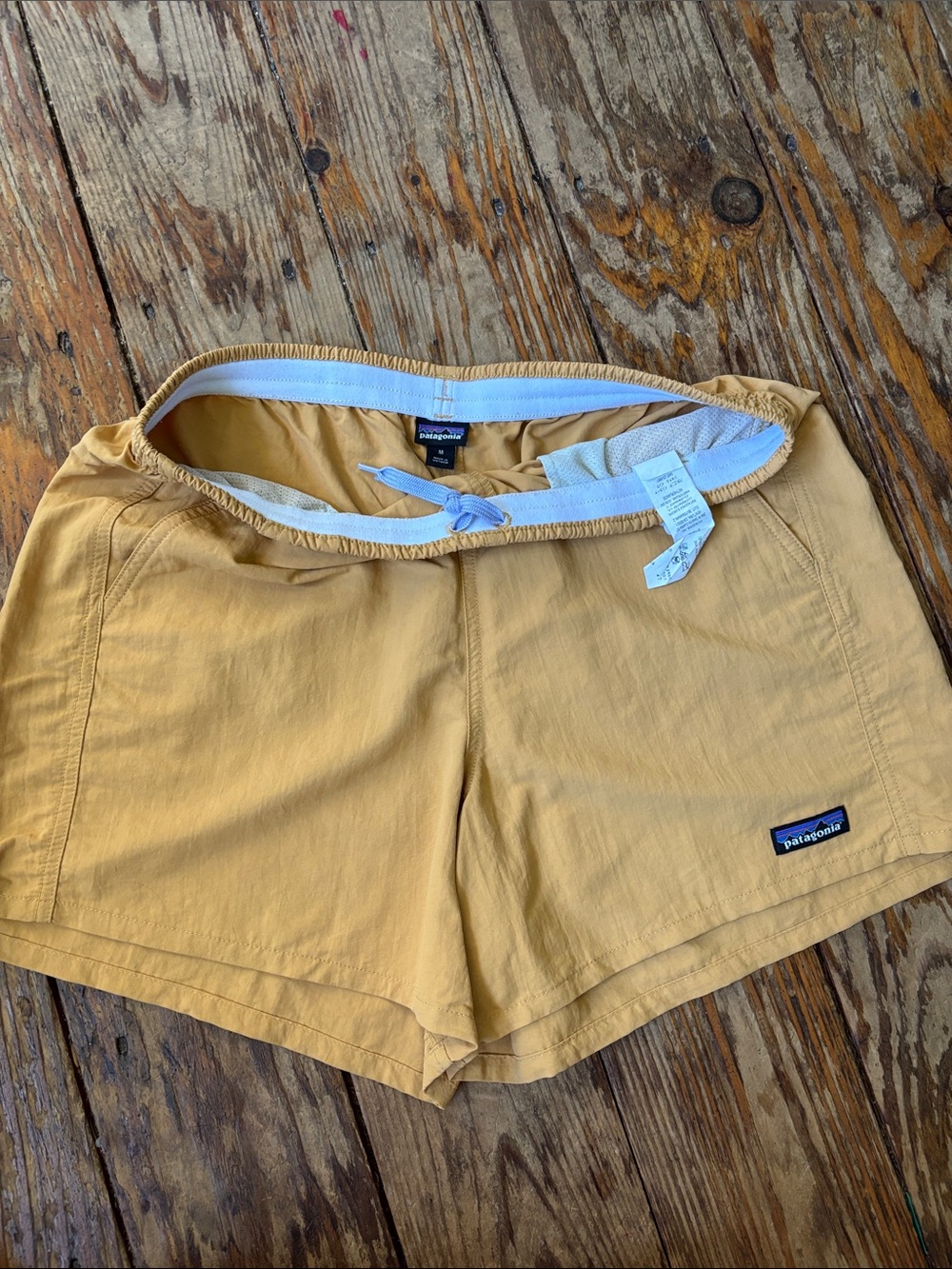 Patagonia Yellow Elastic Waist Athletic Shorts